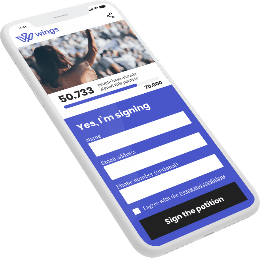 How a petition page might look on an iPhone