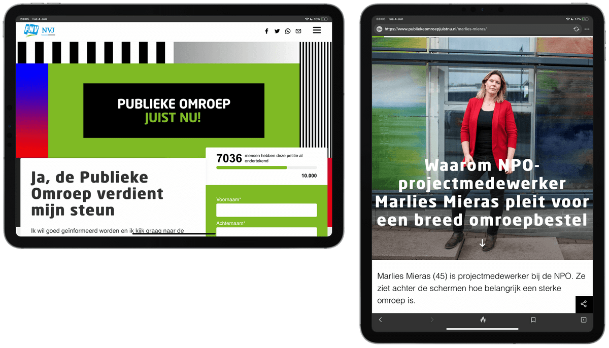 Stories and a petition on publiekeomroepjuistnu.nl