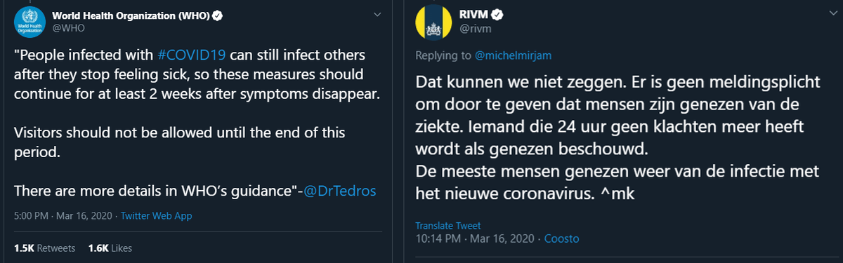 RIVM contradicting WHO