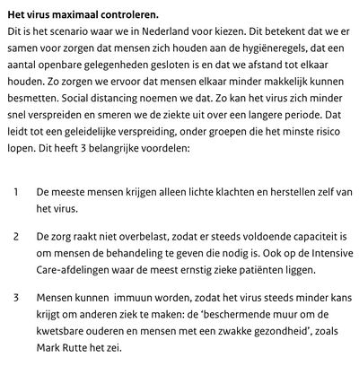 De uitleg over 'Het virus maximaal controleren'