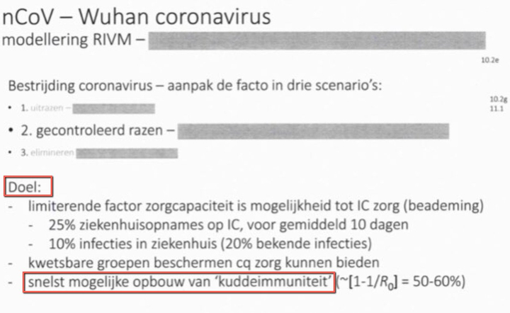 Released document showing build-up of immunity through infections was a policy goal